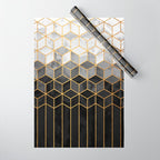 Black and White Gradient Cubes Wrapping Paper Gallery Image 1