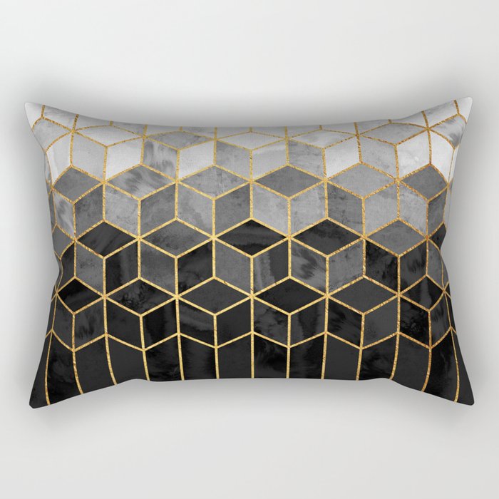 Black and White Gradient Cubes Rectangular Pillow Gallery Image 2
