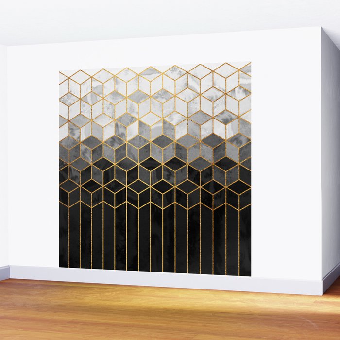 Black and White Gradient Cubes Wall Mural Gallery Image 2