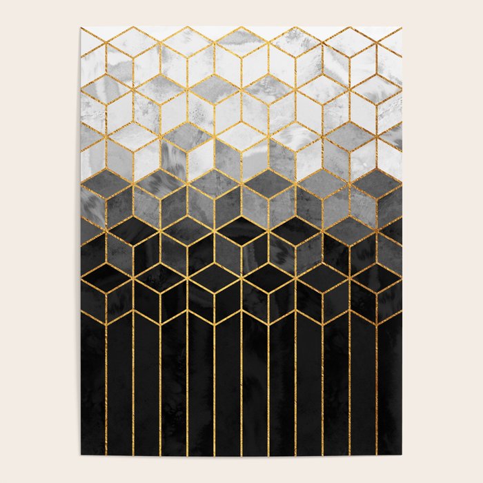 Black and White Gradient Cubes Poster Gallery Image 4