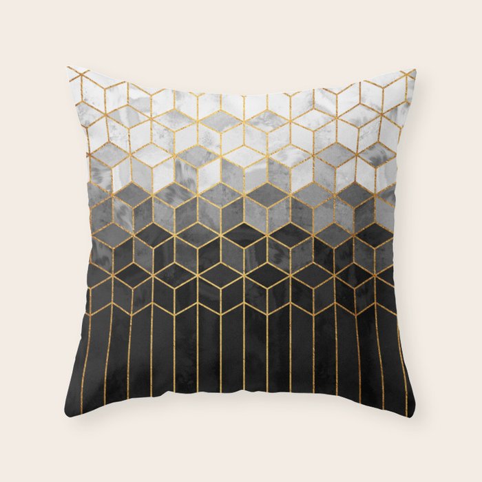 Black and White Gradient Cubes Throw Pillow Gallery Image 6
