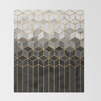 Black and White Gradient Cubes Throw Blanket Gallery Image 2