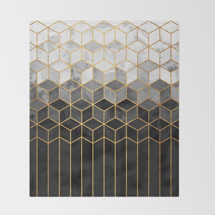 Black and White Gradient Cubes Throw Blanket Gallery Image 2