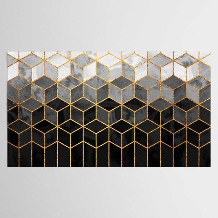Black and White Gradient Cubes Tablecloth Gallery Image 2