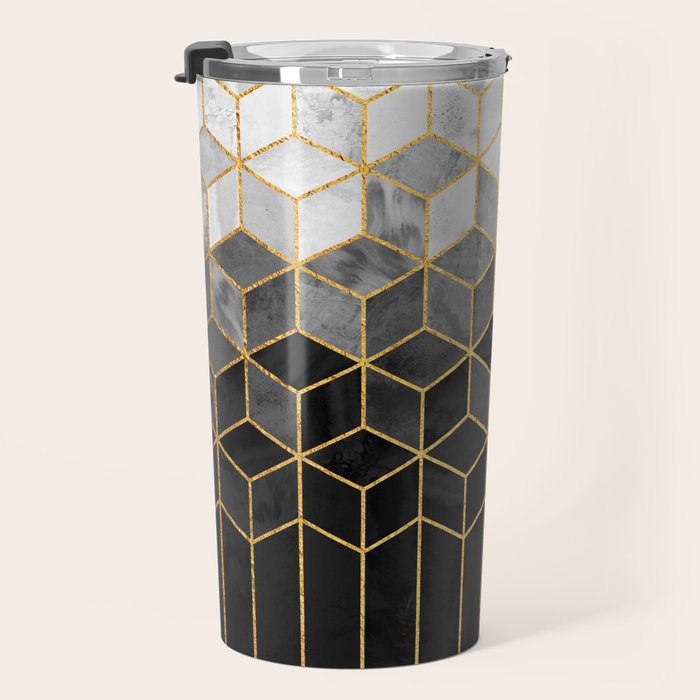 Black and White Gradient Cubes Travel Mug Gallery Image 3