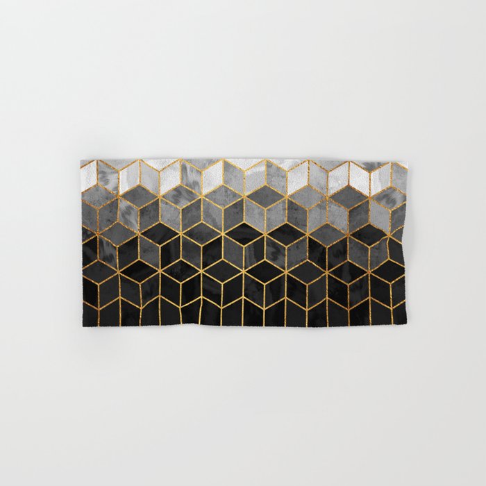 Black and White Gradient Cubes Bath Towel Gallery Image 1
