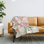 Floral Cranes Throw Blanket Gallery Image 1
