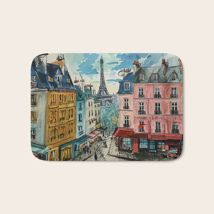 Paris Illustration Bath Mat Gallery Image 1