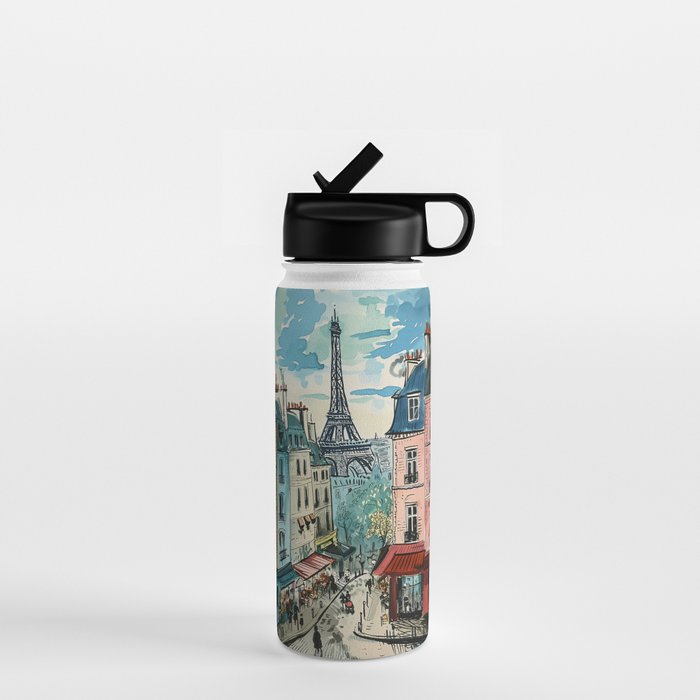 Paris Illustration Water Bottle Gallery Image 1