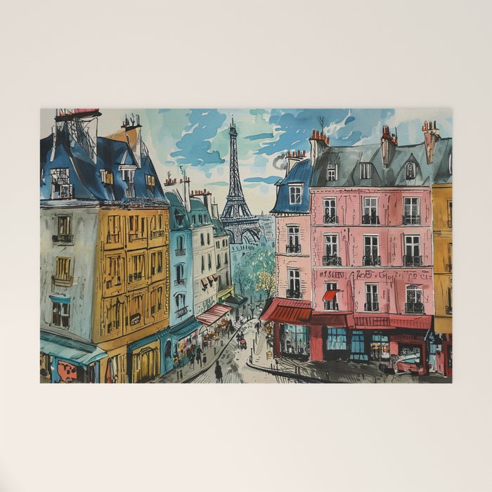 Paris Illustration Welcome Mat Gallery Image 1