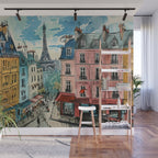 Paris Illustration Wall Mural Gallery Image 1