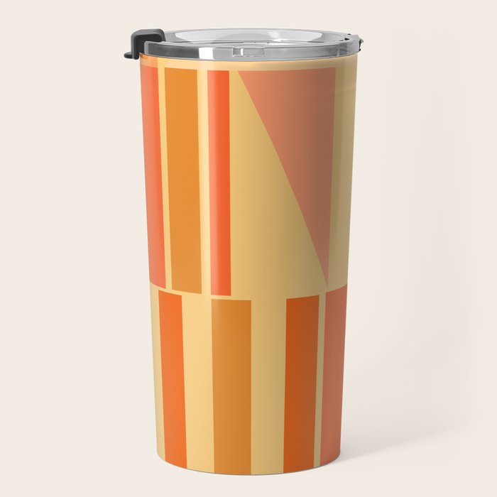 Mid Century Modern Modtastic Geometric Abstract Pattern Tangerine Orange Yellow Travel Mug Gallery Image 3