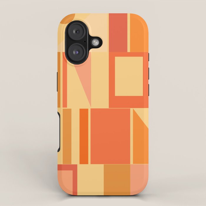 Mid Century Modern Modtastic Geometric Abstract Pattern Tangerine Orange Yellow iPhone Case Gallery Image 1