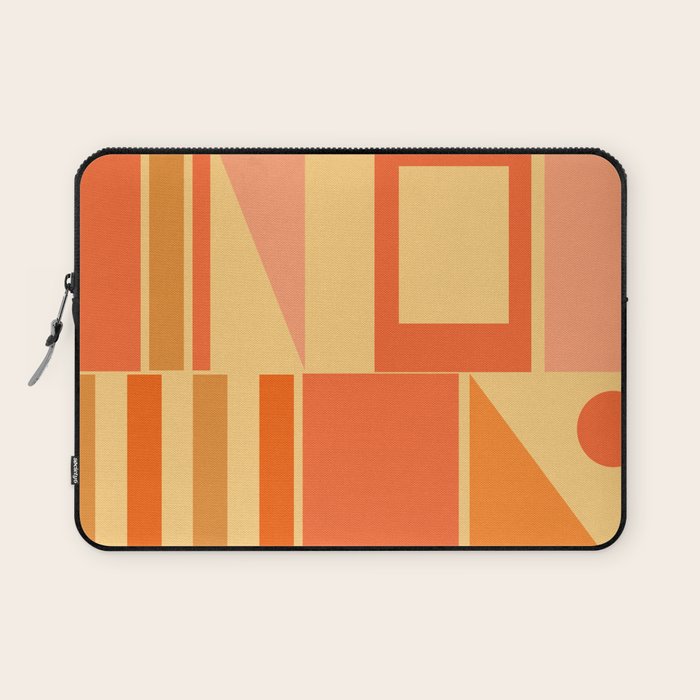 Mid Century Modern Modtastic Geometric Abstract Pattern Tangerine Orange Yellow Laptop Sleeve Gallery Image 1