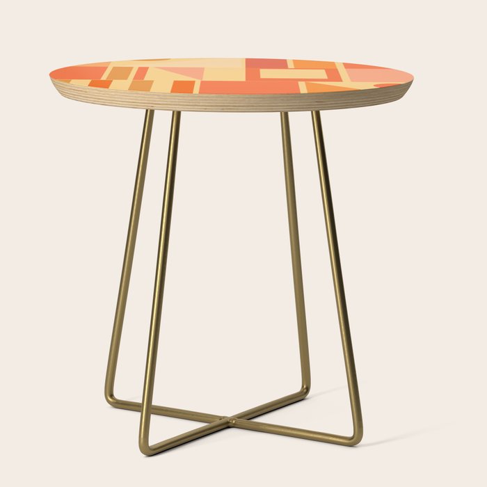 Mid Century Modern Modtastic Geometric Abstract Pattern Tangerine Orange Yellow Side Table Gallery Image 1