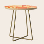 Mid Century Modern Modtastic Geometric Abstract Pattern Tangerine Orange Yellow Side Table Gallery Image 1