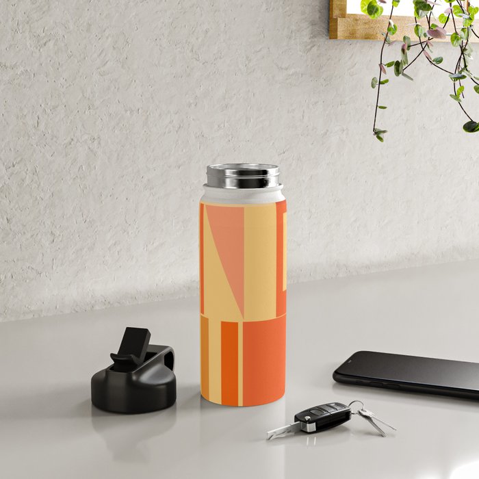 Mid Century Modern Modtastic Geometric Abstract Pattern Tangerine Orange Yellow Water Bottle Gallery Image 4