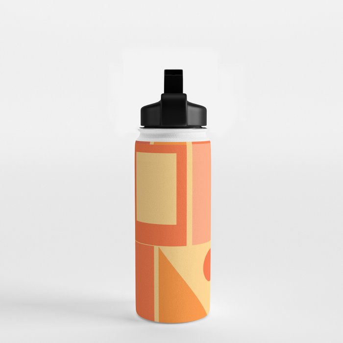 Mid Century Modern Modtastic Geometric Abstract Pattern Tangerine Orange Yellow Water Bottle Gallery Image 2