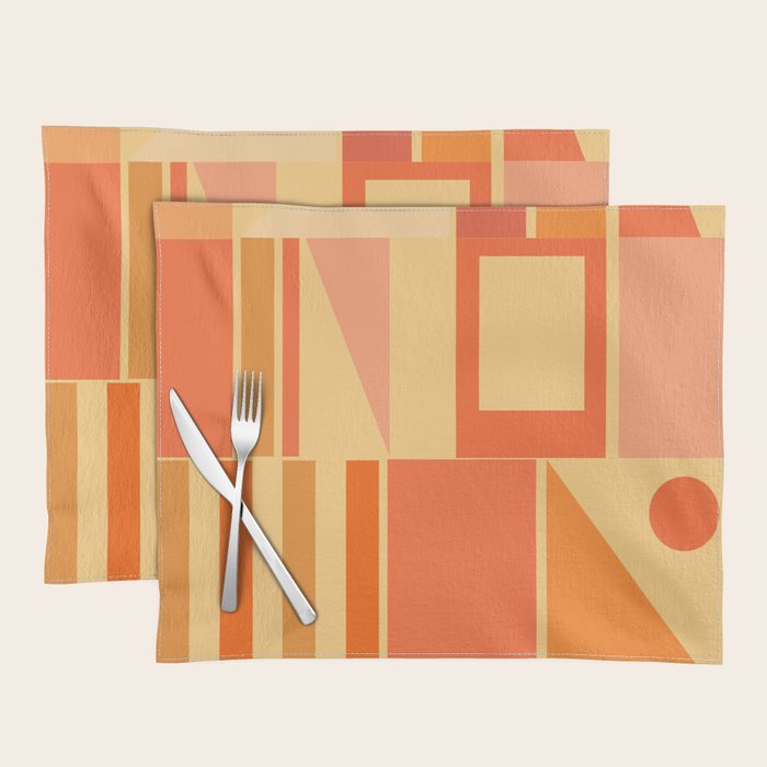 Mid Century Modern Modtastic Geometric Abstract Pattern Tangerine Orange Yellow Placemat Gallery Image 1