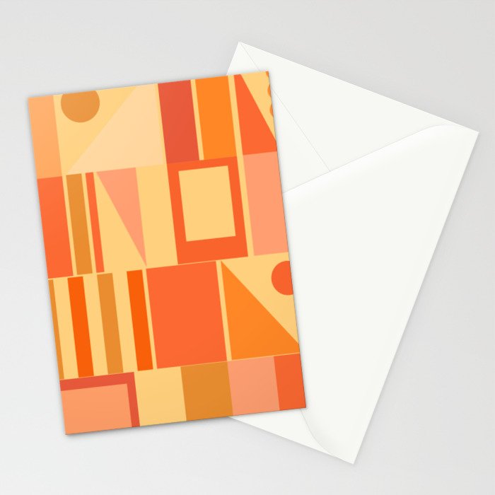 Mid Century Modern Modtastic Geometric Abstract Pattern Tangerine Orange Yellow Stationery Card Gallery Image 2