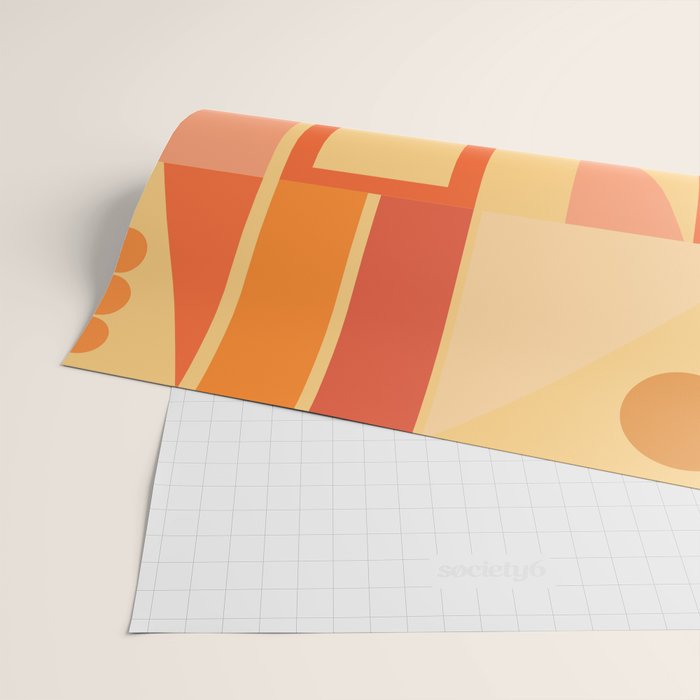 Mid Century Modern Modtastic Geometric Abstract Pattern Tangerine Orange Yellow Wrapping Paper Gallery Image 2