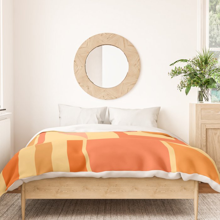 Mid Century Modern Modtastic Geometric Abstract Pattern Tangerine Orange Yellow Duvet Cover Gallery Image 3