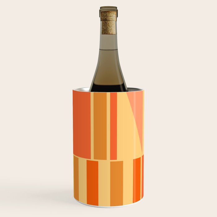Mid Century Modern Modtastic Geometric Abstract Pattern Tangerine Orange Yellow Wine Chiller Gallery Image 2