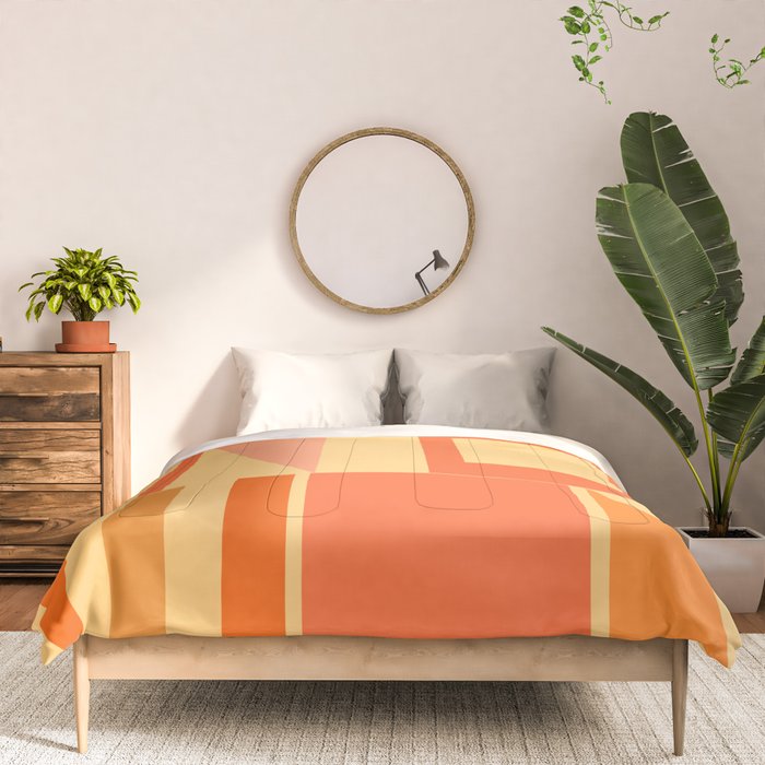 Mid Century Modern Modtastic Geometric Abstract Pattern Tangerine Orange Yellow Comforter Gallery Image 3