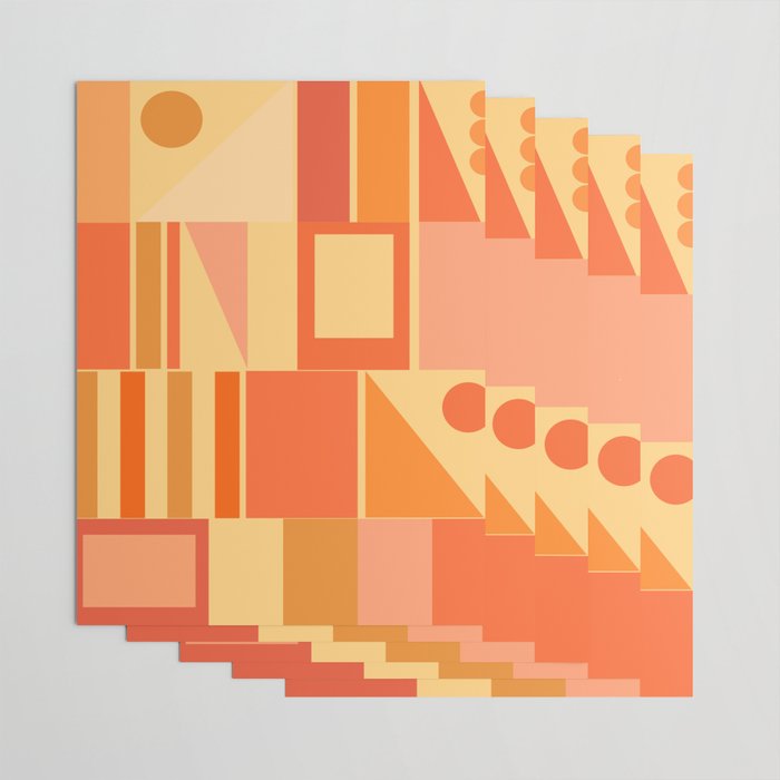 Mid Century Modern Modtastic Geometric Abstract Pattern Tangerine Orange Yellow Wrapping Paper Gallery Image 3