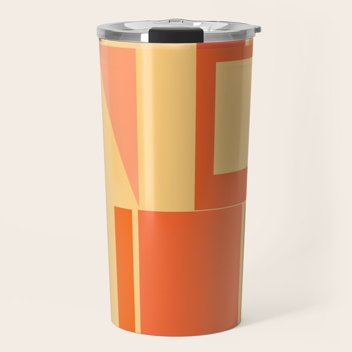 Mid Century Modern Modtastic Geometric Abstract Pattern Tangerine Orange Yellow Travel Mug Gallery Image 1