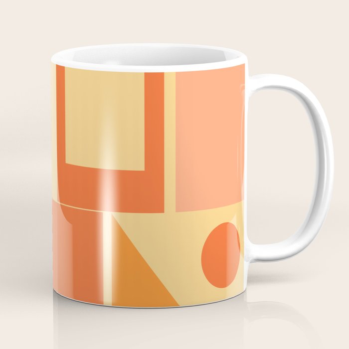 Mid Century Modern Modtastic Geometric Abstract Pattern Tangerine Orange Yellow Coffee Mug Gallery Image 1