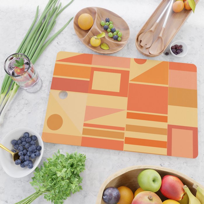 Mid Century Modern Modtastic Geometric Abstract Pattern Tangerine Orange Yellow Cutting Board Gallery Image 2