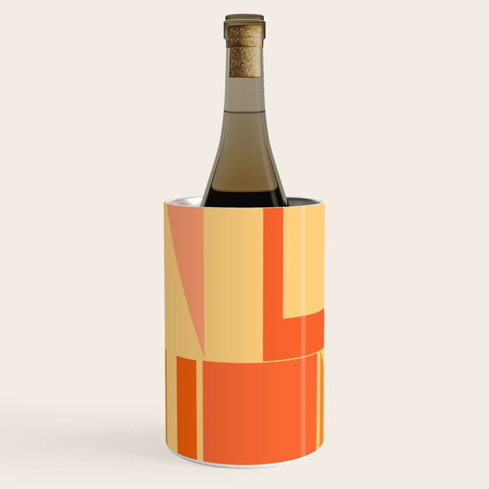 Mid Century Modern Modtastic Geometric Abstract Pattern Tangerine Orange Yellow Wine Chiller Gallery Image 1