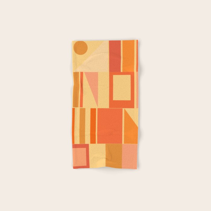 Mid Century Modern Modtastic Geometric Abstract Pattern Tangerine Orange Yellow Bath Towel Gallery Image 1