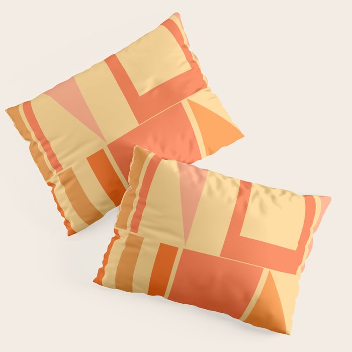 Mid Century Modern Modtastic Geometric Abstract Pattern Tangerine Orange Yellow Pillow Sham Gallery Image 1