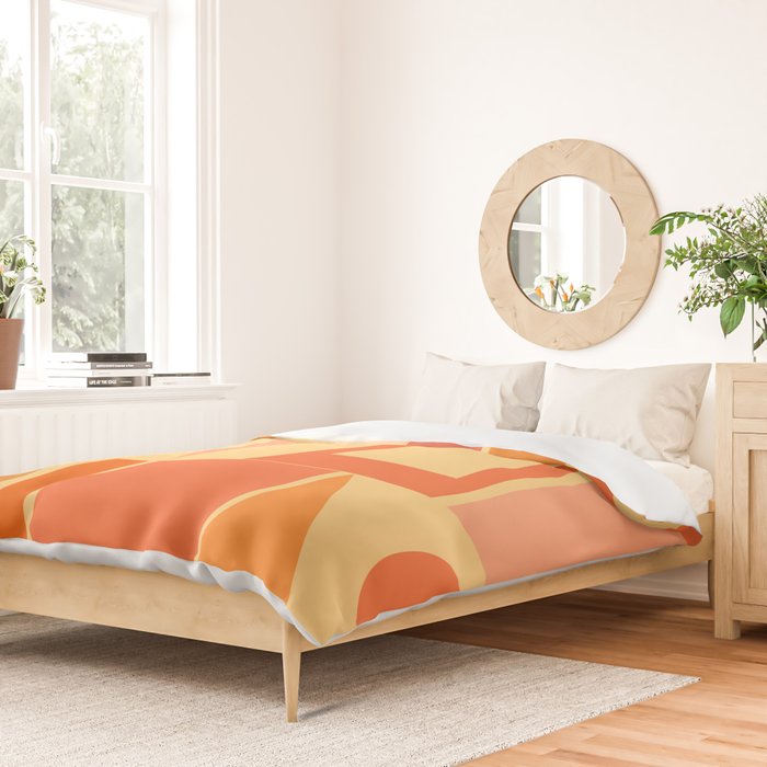 Mid Century Modern Modtastic Geometric Abstract Pattern Tangerine Orange Yellow Duvet Cover Gallery Image 2