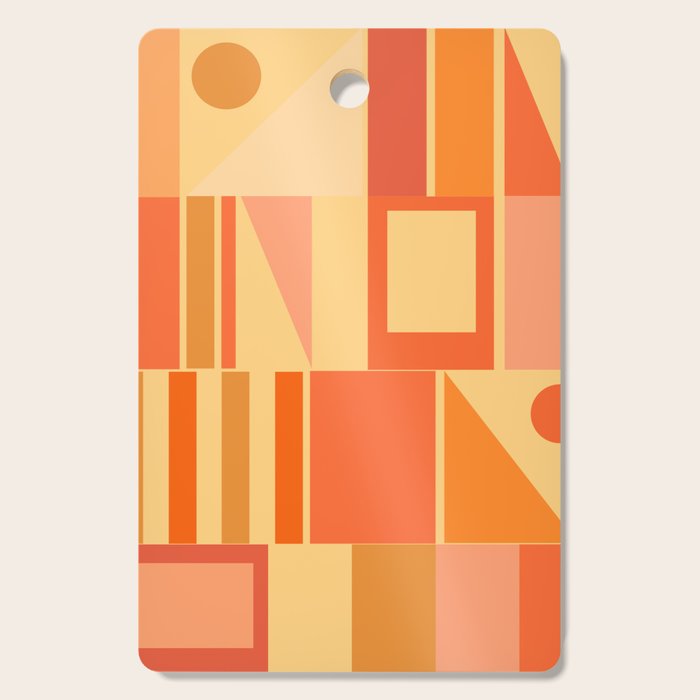 Mid Century Modern Modtastic Geometric Abstract Pattern Tangerine Orange Yellow Cutting Board Gallery Image 1