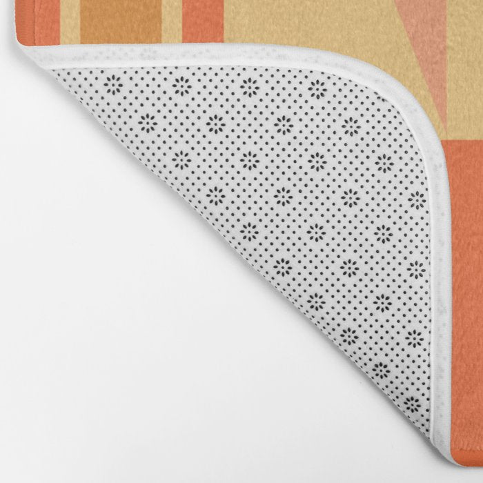 Mid Century Modern Modtastic Geometric Abstract Pattern Tangerine Orange Yellow Bath Mat Gallery Image 2
