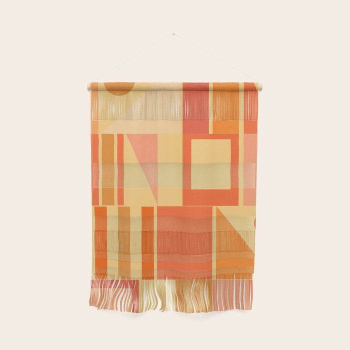 Mid Century Modern Modtastic Geometric Abstract Pattern Tangerine Orange Yellow Wall Hanging Gallery Image 1