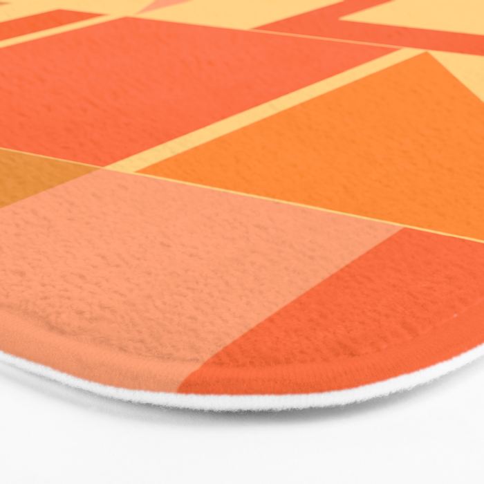 Mid Century Modern Modtastic Geometric Abstract Pattern Tangerine Orange Yellow Bath Mat Gallery Image 3