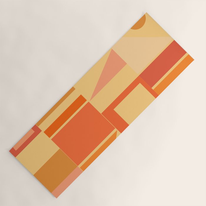 Mid Century Modern Modtastic Geometric Abstract Pattern Tangerine Orange Yellow Yoga Mat Gallery Image 1