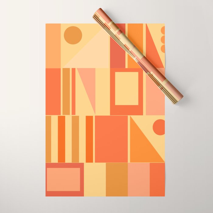 Mid Century Modern Modtastic Geometric Abstract Pattern Tangerine Orange Yellow Wrapping Paper Gallery Image 1