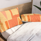 Mid Century Modern Modtastic Geometric Abstract Pattern Tangerine Orange Yellow Pillow Sham Gallery Image 2