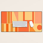 Mid Century Modern Modtastic Geometric Abstract Pattern Tangerine Orange Yellow Desk Mat Gallery Image 1