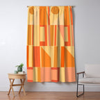 Mid Century Modern Modtastic Geometric Abstract Pattern Tangerine Orange Yellow Window Curtain Gallery Image 5