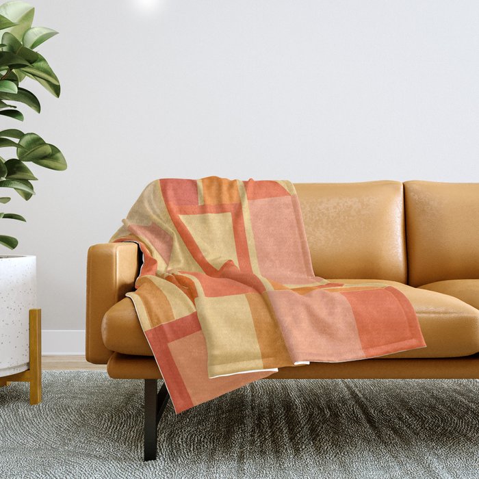 Mid Century Modern Modtastic Geometric Abstract Pattern Tangerine Orange Yellow Throw Blanket Gallery Image 1