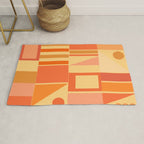 Mid Century Modern Modtastic Geometric Abstract Pattern Tangerine Orange Yellow Rug Gallery Image 1