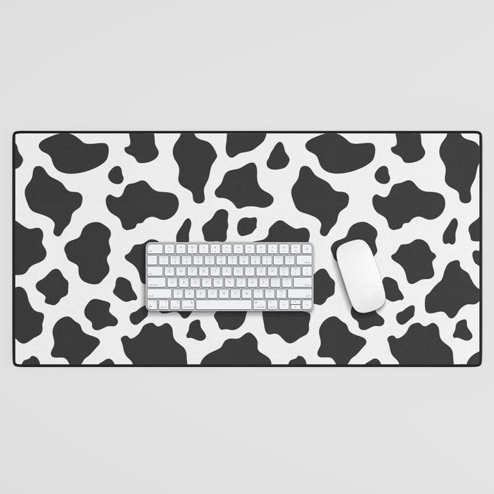 Black and White Cow Print Desk Mat Gallery Image 1