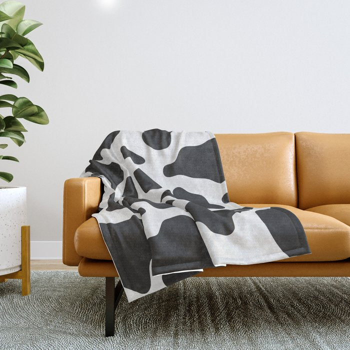 Black and White Cow Print Throw Blanket Gallery Image 1