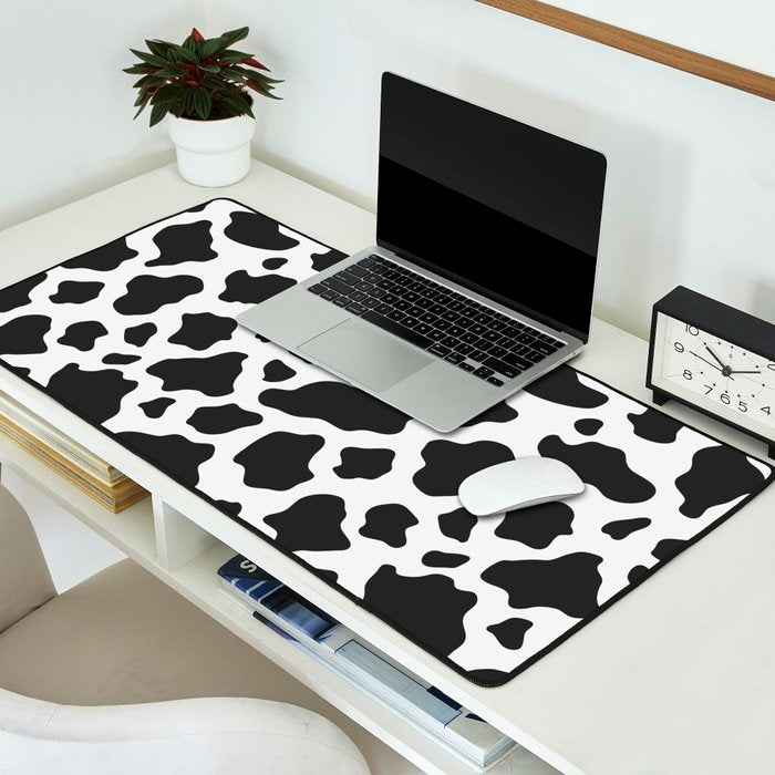 Black and White Cow Print Desk Mat Gallery Image 2